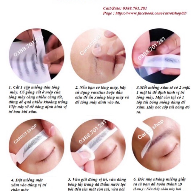 Xăm lông mày 3D ngay tại nhà tiện lợi lâu trôi 1 bộ 11 cặp | BigBuy360 - bigbuy360.vn