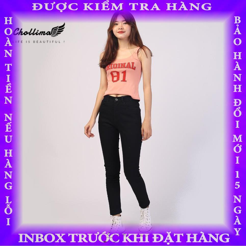 Quần jeans dài nữ co giãn Chollima trơn màu đen QD023 ulzzang phong cách hàn quốc baybay