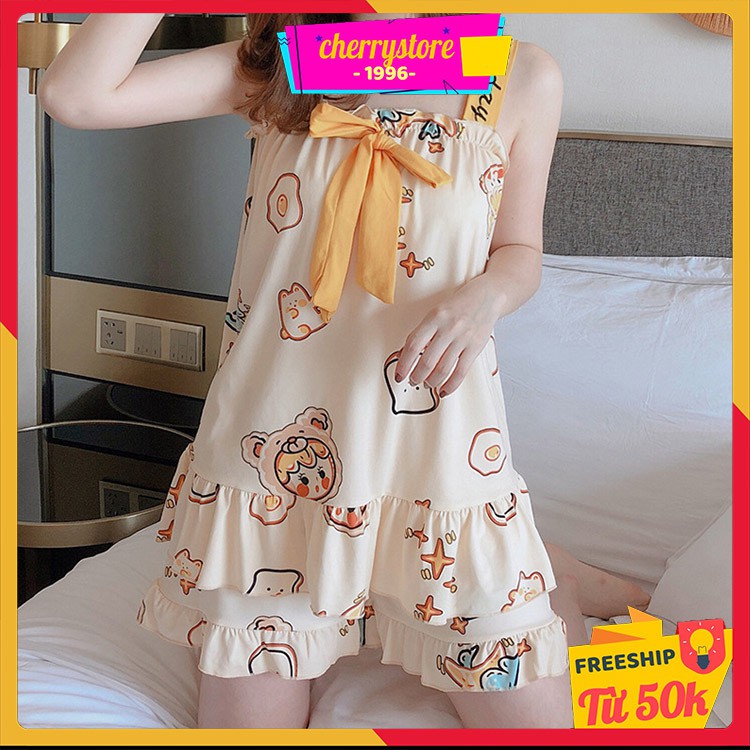 Set đồ bộ ❤️Freeship đơn 50k❤️ Bộ ngủ 2 dây cao cấp mặc nhà chất kate mát