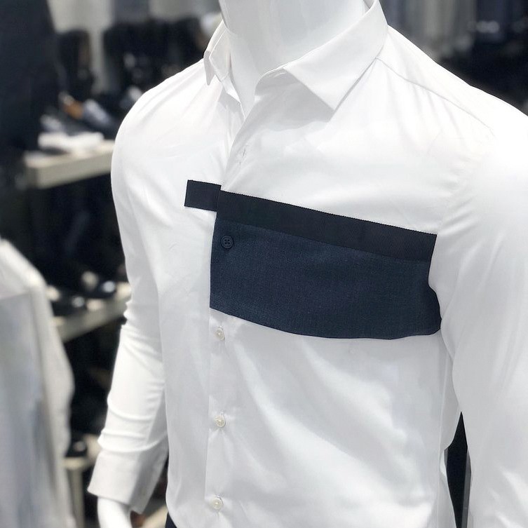 Áo sơ mi nam Double'D màu trắng họa tiết ngực SIN01 | BigBuy360 - bigbuy360.vn