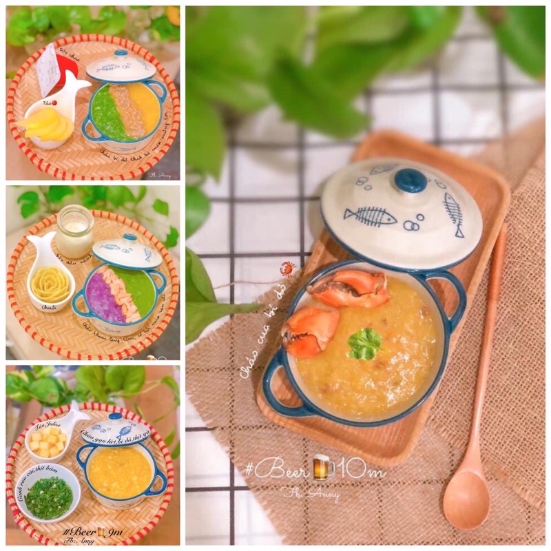 Bát Ăn Dặm Gốm Sứ Hình Nồi Họa Tiết Có Nắp Cho Bé 200ml Sumishop2019