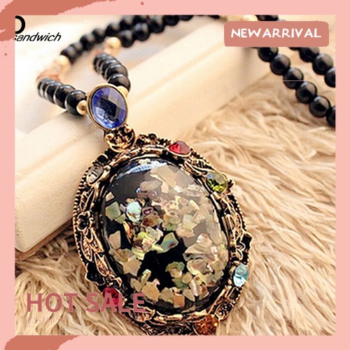 Vòng cổ hợp kim mặt hình vỏ sò đính đá Opal nhân tạo thời trang cho nữ