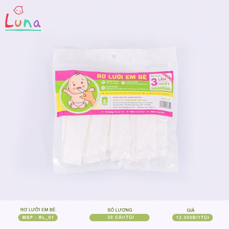 Rơ lưỡi cho bé rơ lưỡi Mipbi vệ sinh răng miệng cho bé túi 30 chiếc