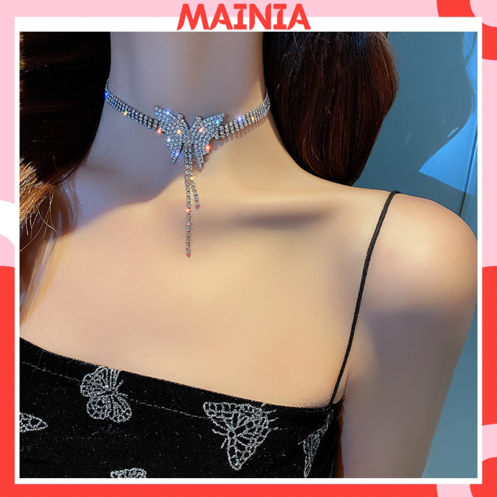 Choker Vòng Cổ Hàn Quốc Hình Bướm Đính Đá Siêu Sang Chảnh Dự Tiệc Mainia Shop