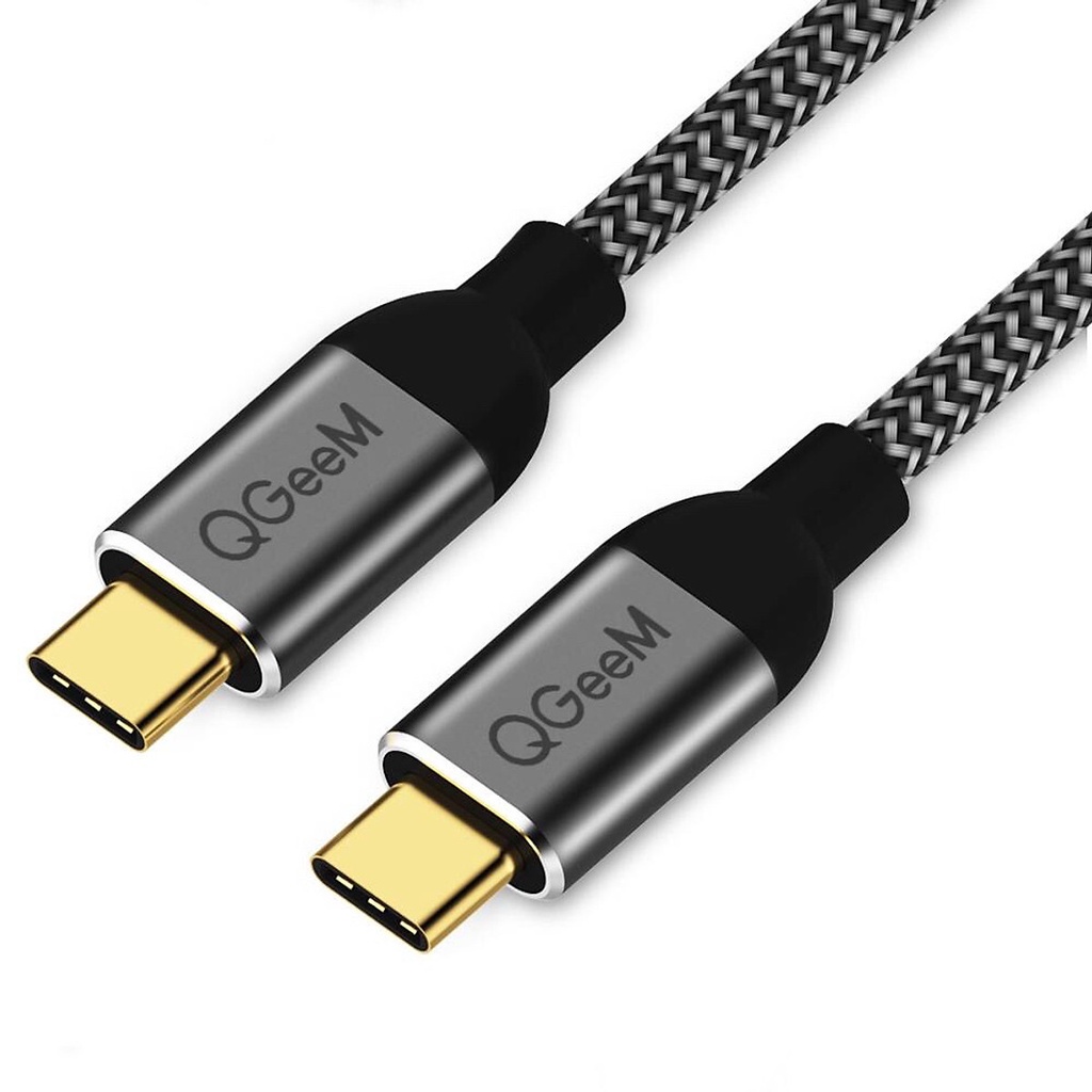 Cáp sạc nhanh QGeeM cổng USB 3.1 mạ vàng Type C to Type C 3A PD 60W , dây bện sợi nylong cao cấp - Hàng Chính Hãng
