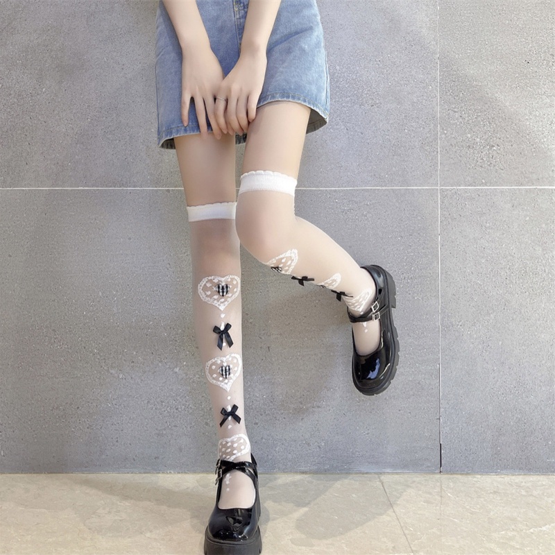 Tất Dài Qua Gối Đính Nơ Phong Cách Lolita Cho Nữ
