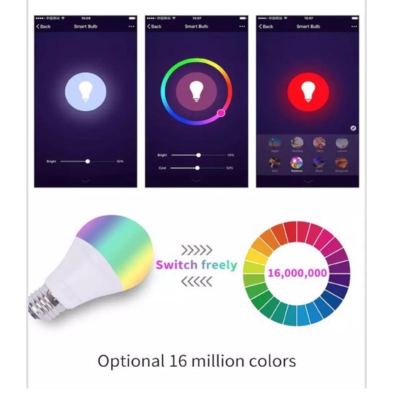 Đèn Led Bulb RGB Tuya thông minh 16 triệu màu kết nối Wifi