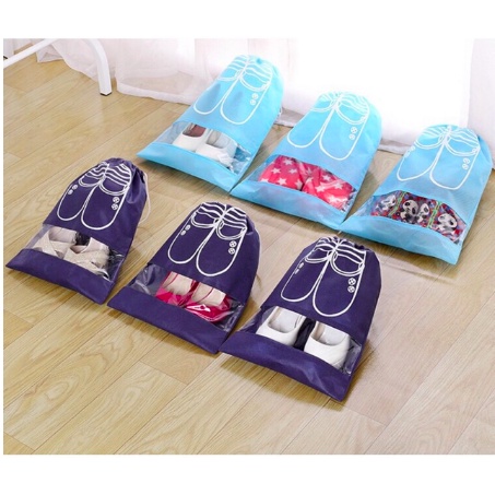 Túi đựng giầy dây rút làm bằng vải không dệt chống thấm (size 42x28cm), túi đựng giầy đi du lịch