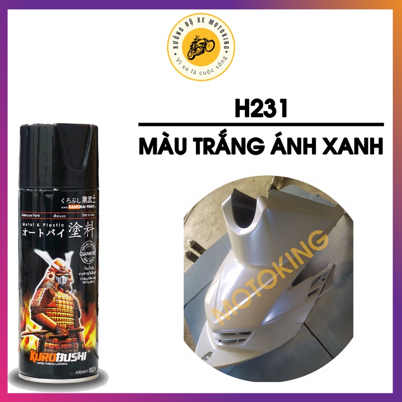 Combo Sơn Samurai màu trắng ánh xanh H231 loại 2K chuẩn quy trình độ bền 5 năm gồm 4 chai 2K04 - 102 - h231 - 2K01