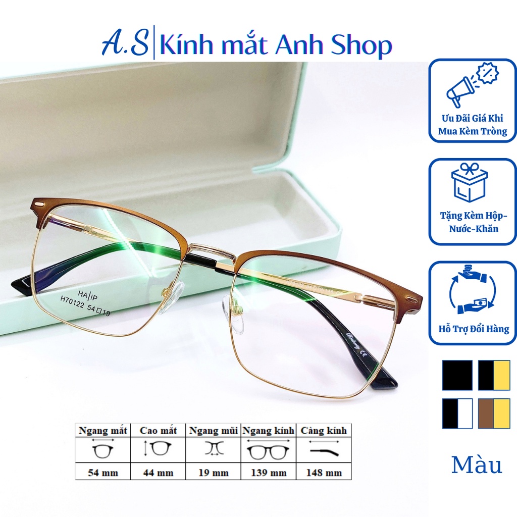 Gọng kính vuông to kim loại nam nữ đều phù hợp chất liệu kim loại bền 70122
