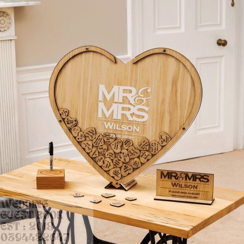 Hộp Thả Tim Gỗ | Thao Wedding Guestbook