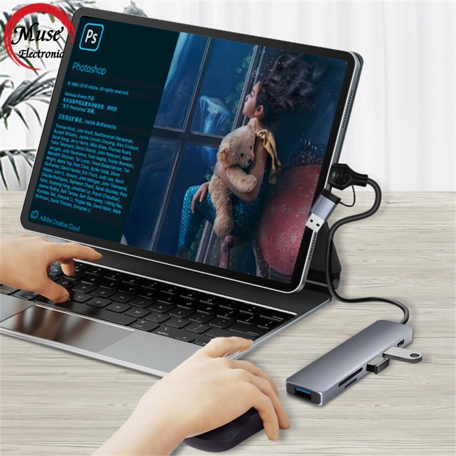 Bộ Chia Cổng usb Type C/usb 6 Trong 1 Hỗ Trợ Sạc Nhanh Sd/tf