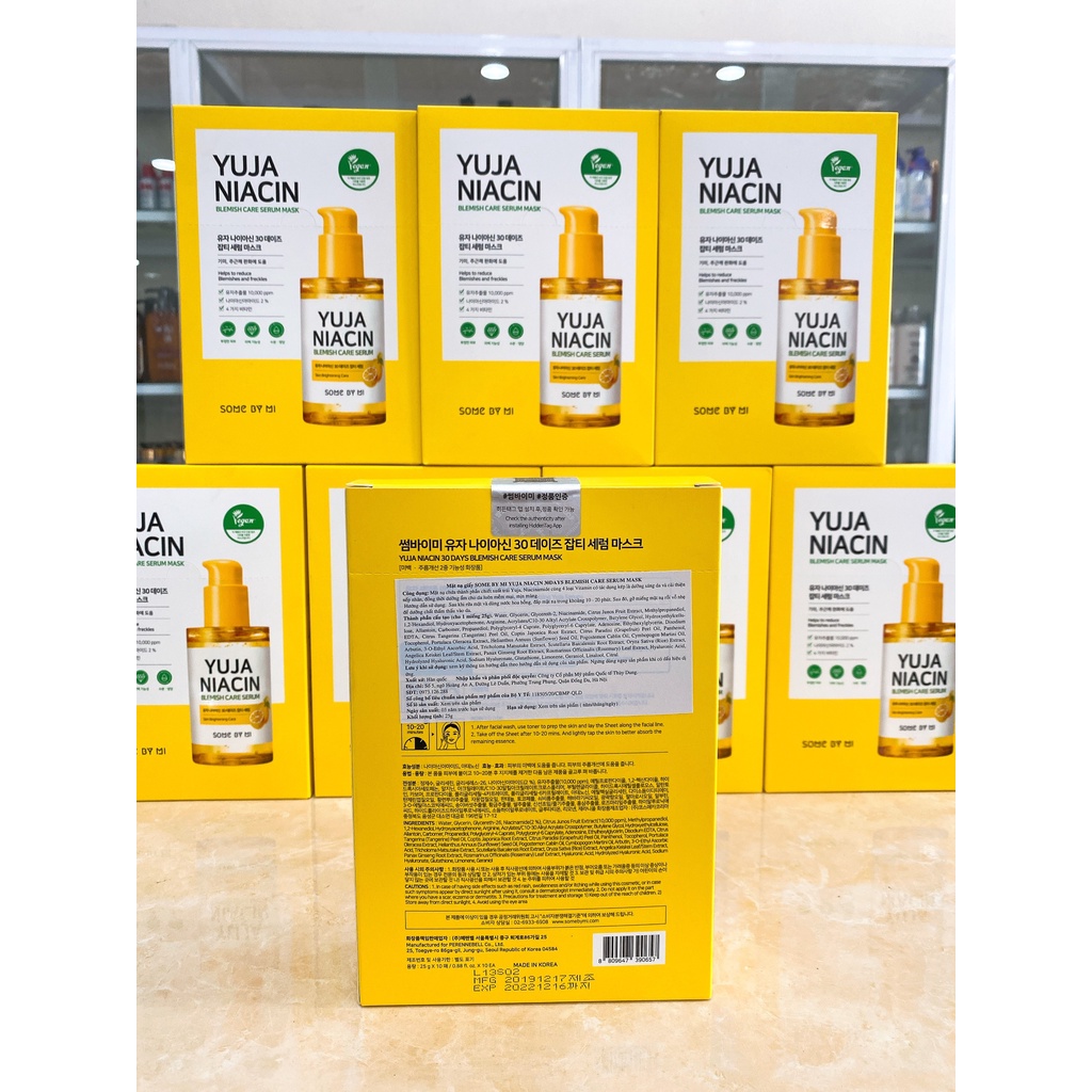 Hộp 10 Miếng Mặt Nạ Dưỡng Trắng Da Some By Mi Yuja Niacin Blemish Care Serum Mask Hàn Quốc