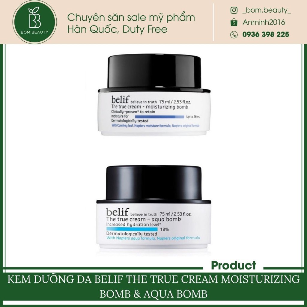 Kem dưỡng ẩm Belif The true cream Moistuzing Bomb Cream - Aqua Cream