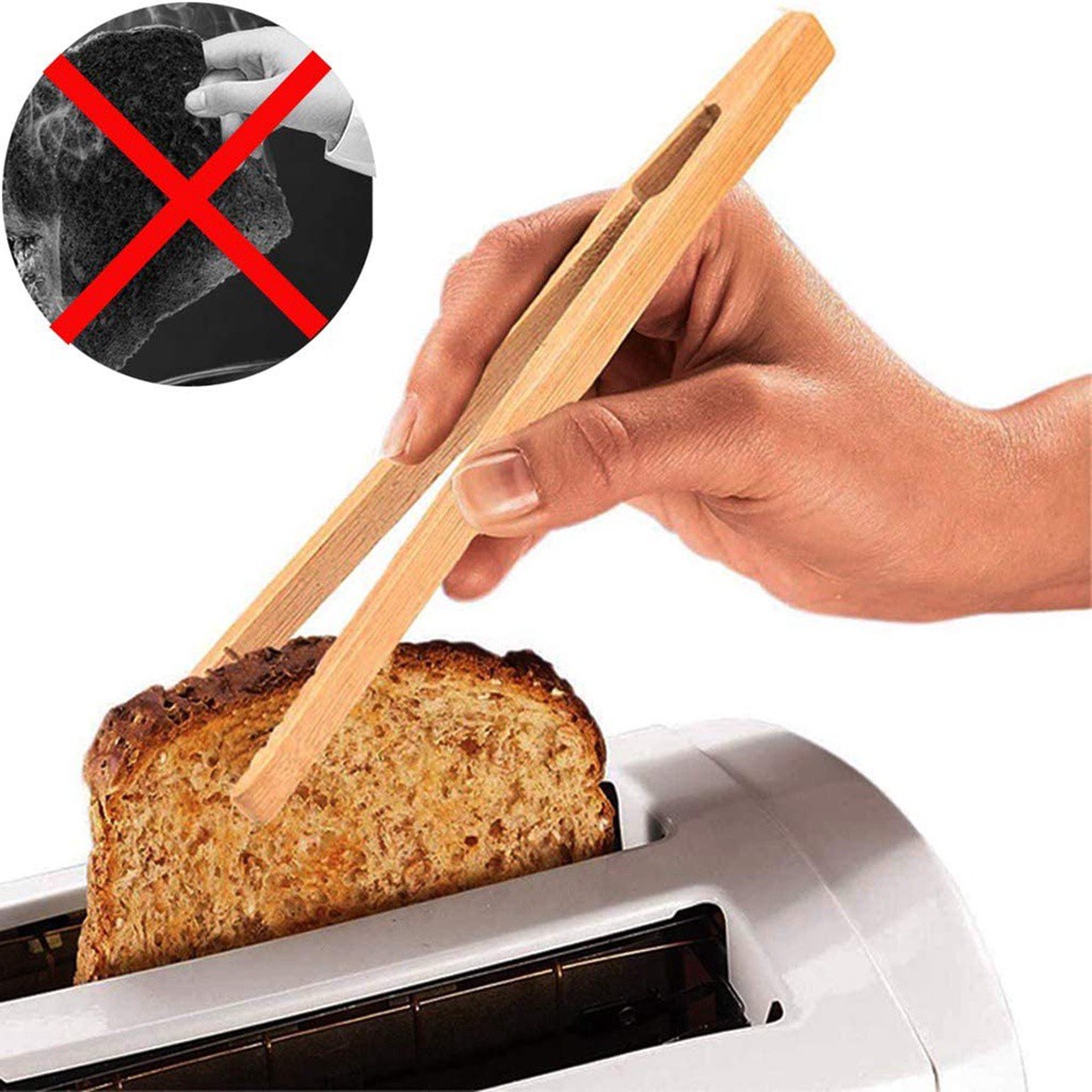 ELLSWORTH Fruits Food Tongs Muffin Gripper Tea Tweezer Cooking Reusable Kitchen Bacon Bamboo Bread Toast Clip