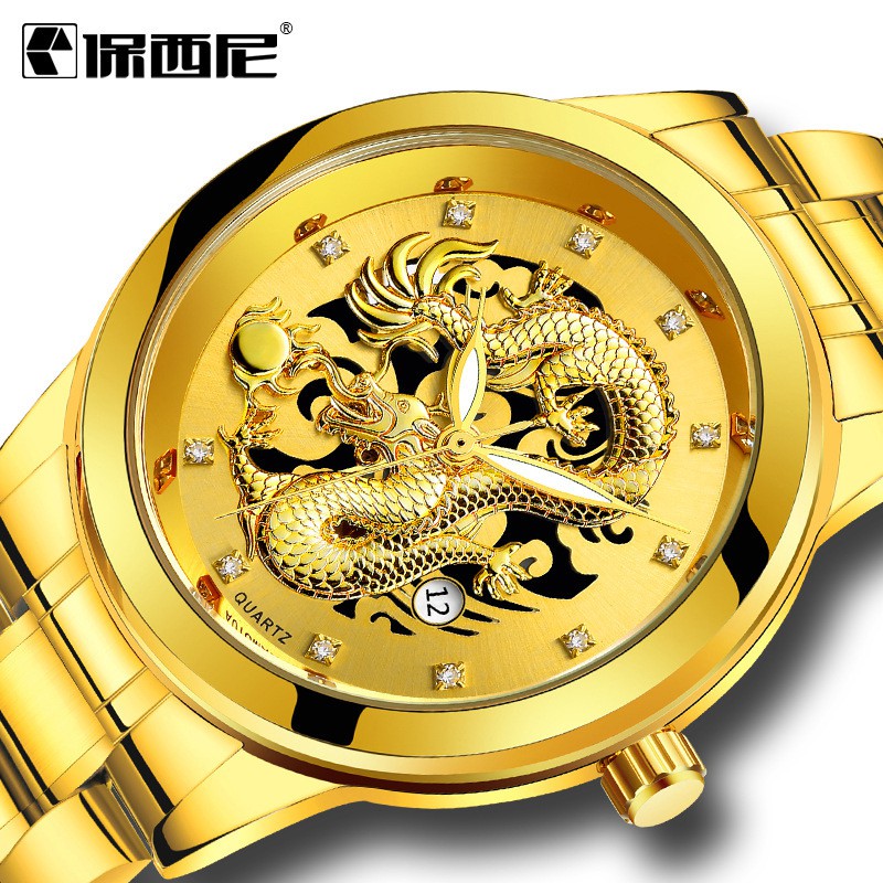 Đồng hồ đeo tay nam, đồng hồ nam chính hãng, mặt rồng, có lịch, thời trang cao cấp, sang trọng
