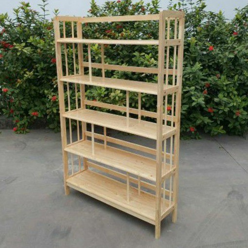 Kệ Gỗ Giá Sách Đa Năng 100cm 5 Tầng Bằng Gỗ Cao Su Tự Nhiên( Hàng Xuất Khẩu)