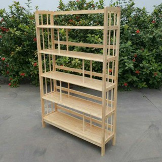 [Loại 1,8cm] Kệ Gỗ Giá Sách Đa Năng 100cm 5 Tầng Bằng Gỗ Cao Su Tự Nhiên( Hàng Xuất Khẩu)