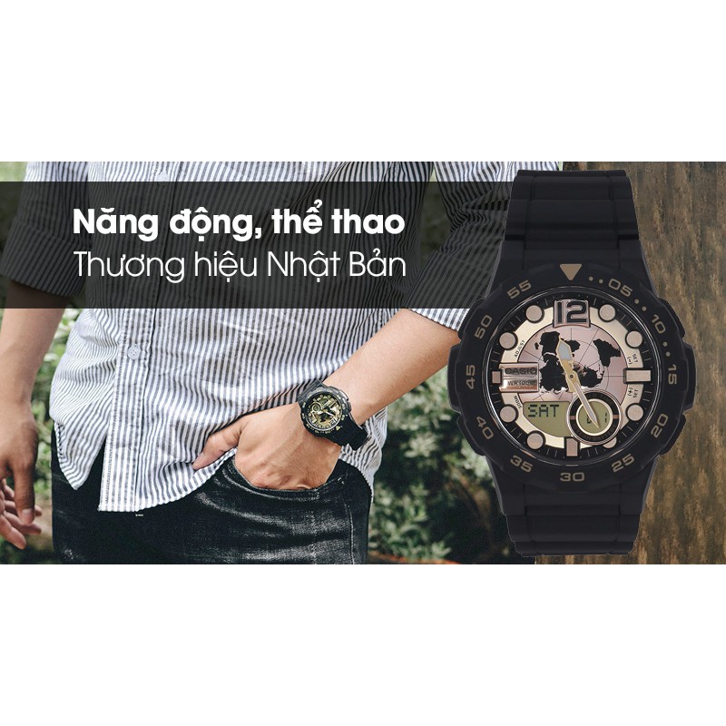 Đồng Hồ Nam Casio Dây Nhựa Trẻ Trung AEQ-100BW-9AVDF Chính Hãng