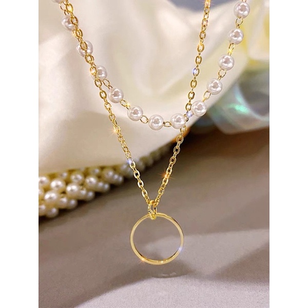 vòng cổ tiểu thư dễ thương, dây chuyền set 2 sợi dạng chuỗi cườm