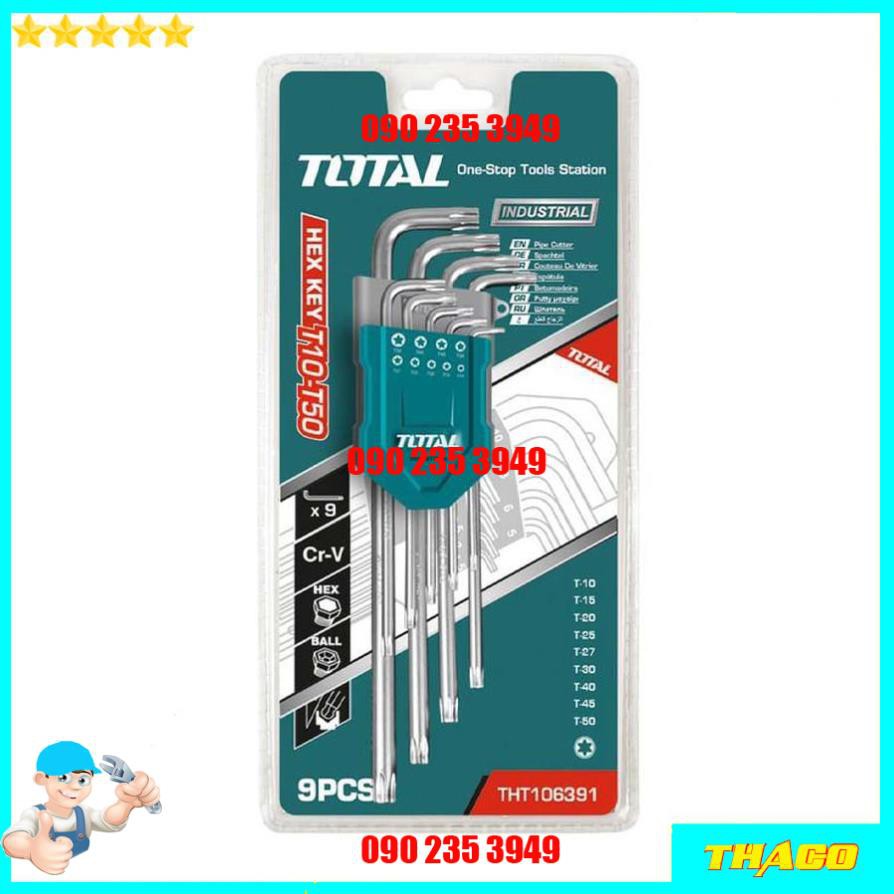 Bộ 9 chìa lục giác chữ L đầu tròn bi bông Total Ingco 1234