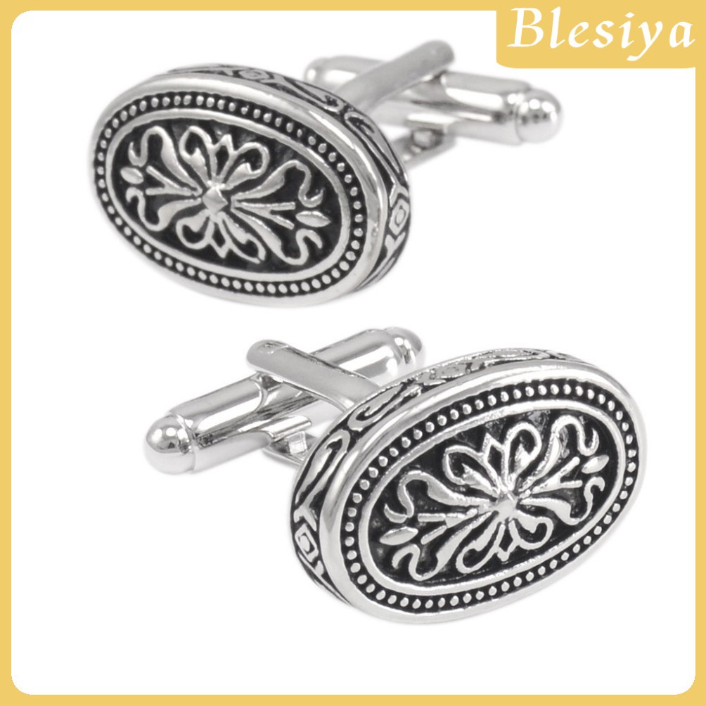 [Blesiya] Khuy Măng Sét Cổ Điển Màu Bạc Cho Chú Rể Trong Ngày Cưới