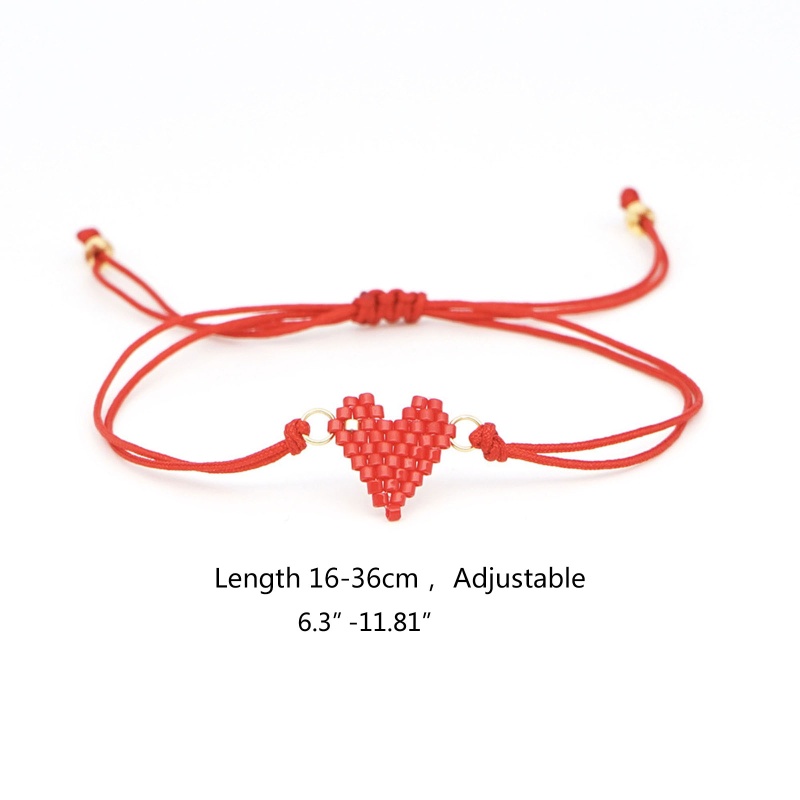 Vòng Tay Dây Bện Phối Hạt Hình Trái Tim Handmade Có Thể Điều Chỉnh Cho Cặp Đôi