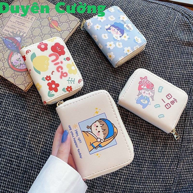 Ví Nữ Mini❤️Freeship❤️Ví Nữ Ngắn hình cô gái Có Khóa Kéo Nhiều Ngăn Chất Da Bền Đẹp cute DUYÊN CƯỜNG 204