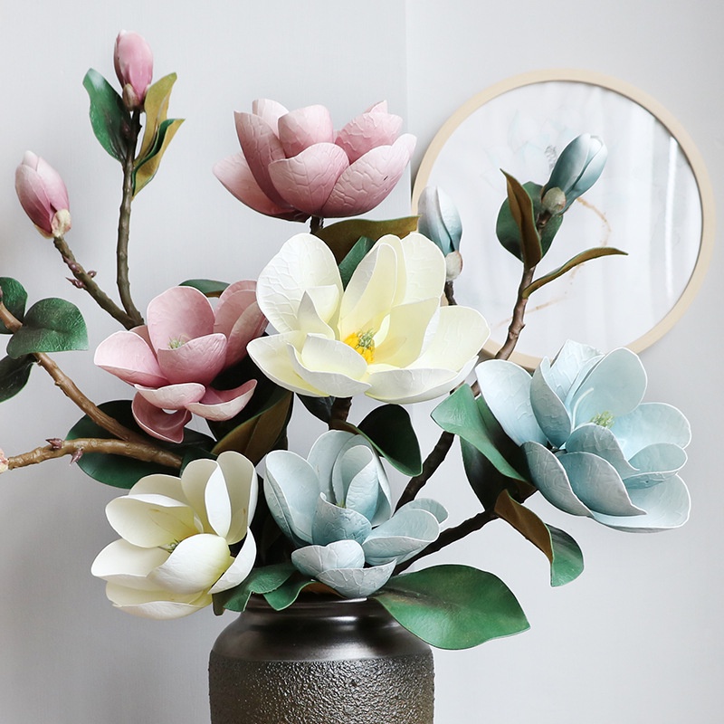 Cành hoa mộc lan giả cao cấp, Size đại chất PU - Hoa giả cao cấp, Hàng Nhập Khẩu, decor trang trí nhà cửa..