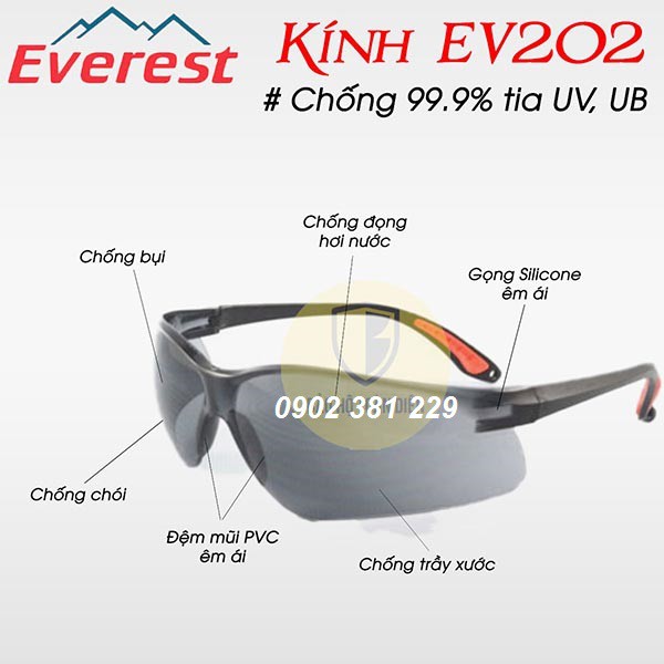 Kính Bảo Hộ Chống Bụi Và Tia UV EVEREST 202