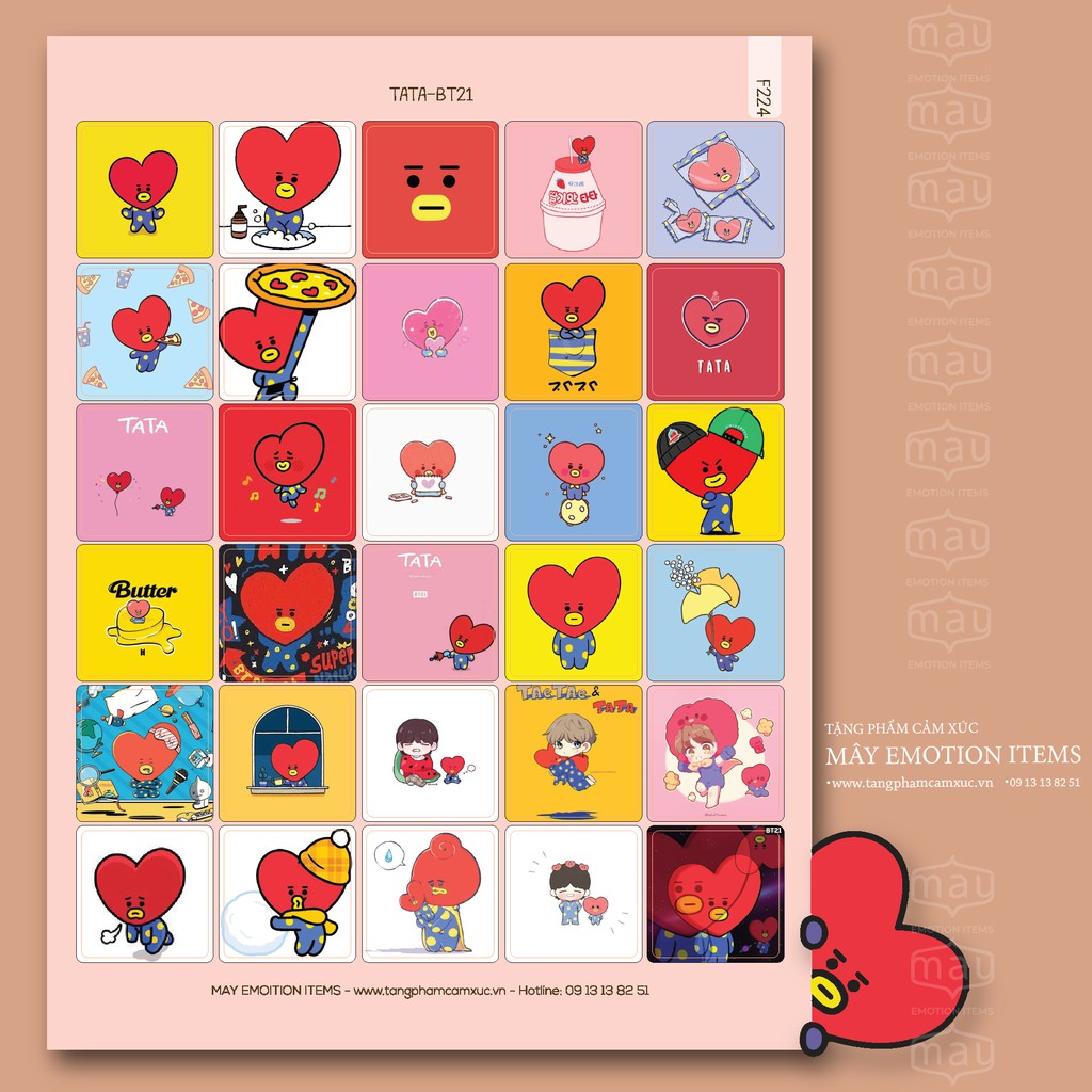 Sticker Kpop - Blackpink,  BT21 tấm A5 có 30 Hình đã Cắt Sẵn - Hình in sắc nét - Bền màu - Keo dính tốt
