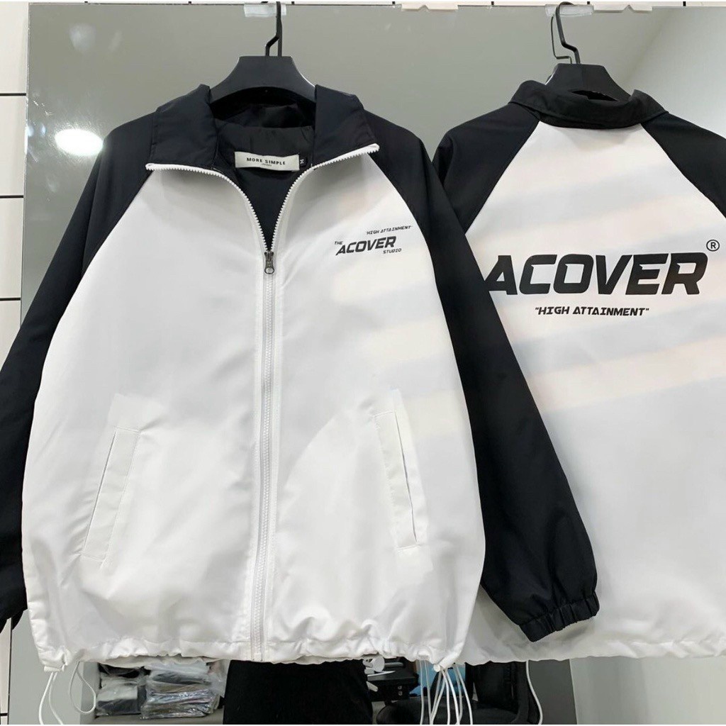 Áo bomber dù varsity ACOVER áo bóng chày dây kéo form rộng nam nữ Uniex AQ STORE