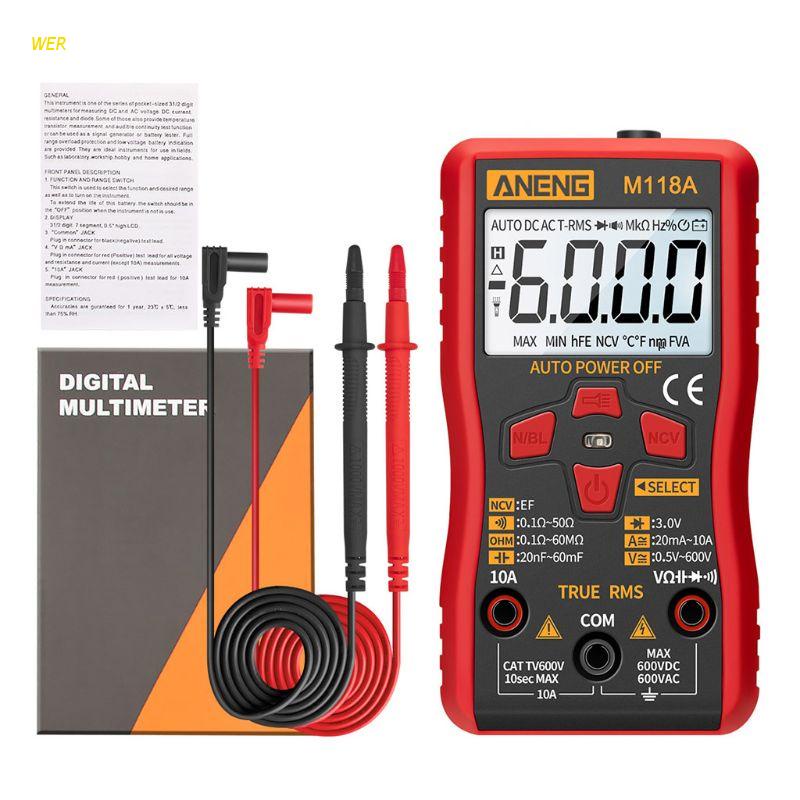 Đồng hồ vạn năng kỹ thuật số WER M118A đếm số tự động kiểm tra RMS AC DC kèm phụ kiện