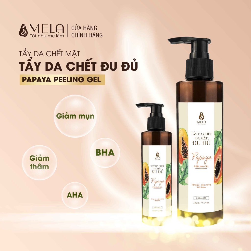 Tẩy Da Chết Mặt Đu Đủ MELA Làm Sạch Sâu Lỗ Chân Lông Loại Bỏ Tế Bào Chết Giúp Da Sáng Mịn Và Đều Màu 200ml - ML09