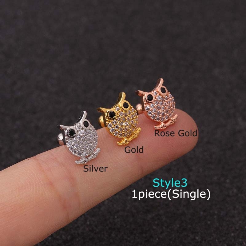 1 Bông Tai Bằng Thép Không Gỉ Đính Đá Xinh Xắn 20g 6mm