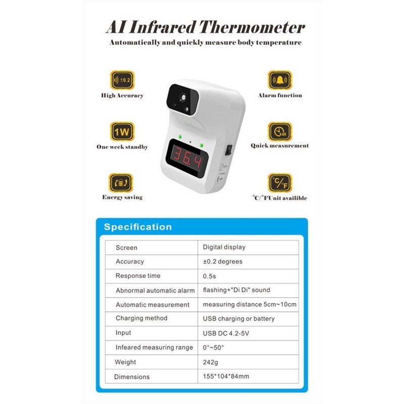 Thiết Bị Phát Hiện Nhiệt Độ Cơ Thể Máy đo nhiệt độ cơ thể Máy dò tự động Viêm phổi Máy dò nhiệt độ cơ thể Máy đo nhiệt độ cố định không tiếp xúc