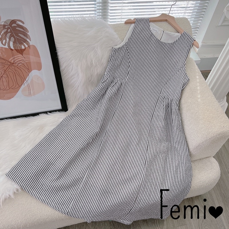 Đầm Sọc Suông Nhún Sau Dáng Maxi Thoải Mái Diện Hè