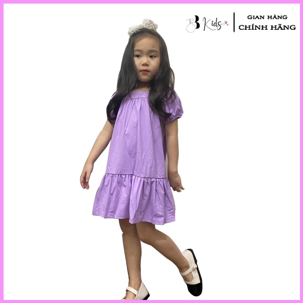 Váy Tay Bồng BB KIDS Chất Cotton Cho Bé Màu Tím Mộng Mơ