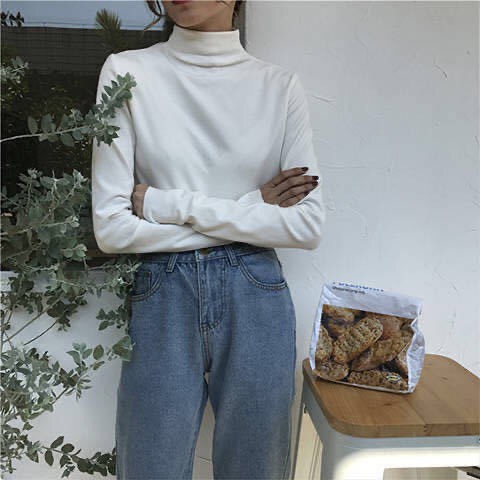 Áo thun nữ tay dài cổ cao phong cách thời trang thu đông Hàn Quốc | BigBuy360 - bigbuy360.vn