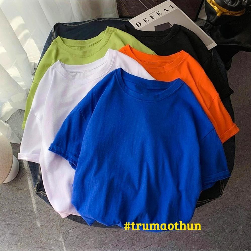 Áo thun tay lỡ unisex form rộng nam nữ trơn - Áo thun from rộng Oversize đủ màu phong cách Freesize dưới 65kg mặc đẹp  ྇