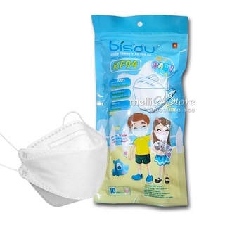 [HCM][FREESHIP] Gói 10 Cái Khẩu Trang Y Tế Trẻ Em Bisou KID KF94 - 4D mask, Dùng Cho Trẻ Từ 3-11 Tuổi Màu Trắng