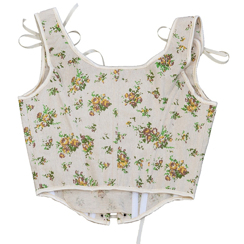 Áo Crop Top Nữ In Hoa Phong Cách Vintage Gợi Cảm