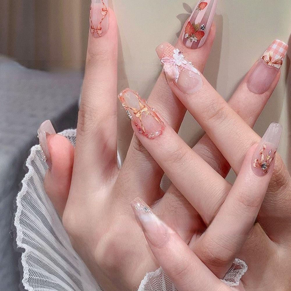 Miếng Dán Móng Tay Dập Nổi Họa Tiết Thỏ Hoạt Hình 5D Phong Cách Nhật Bản