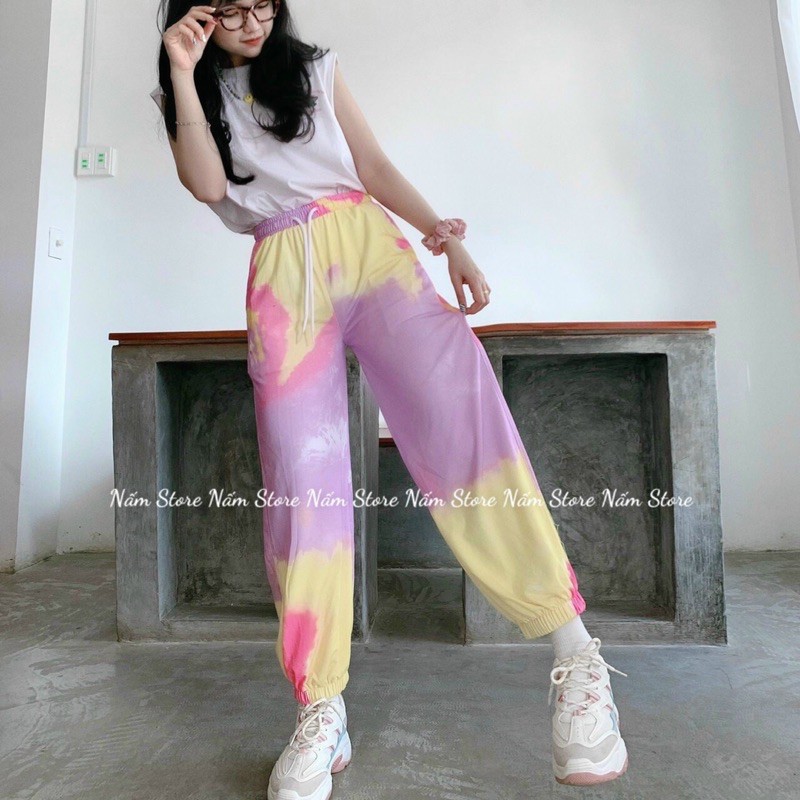 Quần Jogger Loang Màu Ống Rộng Bo gấu Unisex Nam Nữ - Quần Tie Dye