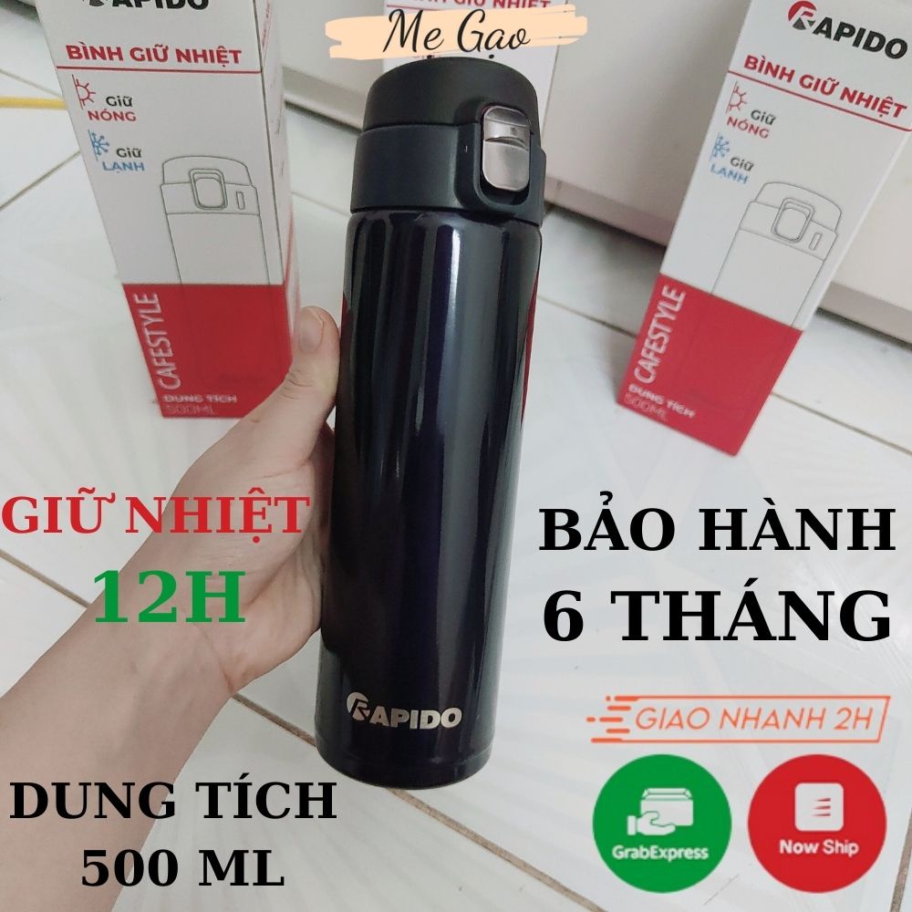 Bình Đựng Nước Giữ Nhiệt 500 ML Chính Hãng Rapido Mẹ Gạo,bình nước giữ nhiệt cao cấp rapido dung tích 500ml