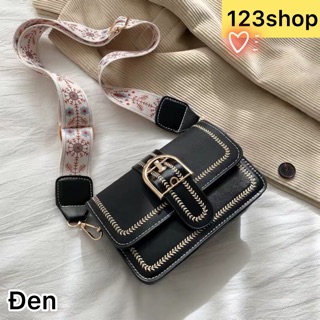 Túi đeo chéo nữ da lộn họa tiết thêu, dây đeo thổ cẩm ⚠️FREESHIP⚠️túi nữ trẻ trung, túi đeo chéo nữ hottrend