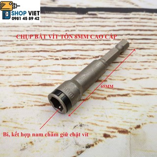 Chụp bắt vít tôn 8mm chốt bi, nam châm cao cấp chuôi lục giác