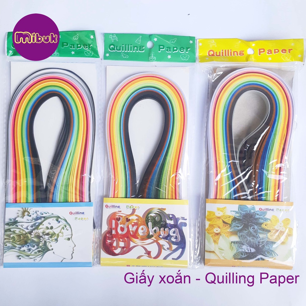 Giấy xoắn Quiling Paper 33 màu rộng 3mm, 5mm, 10mm Art Wood Card & Gifts