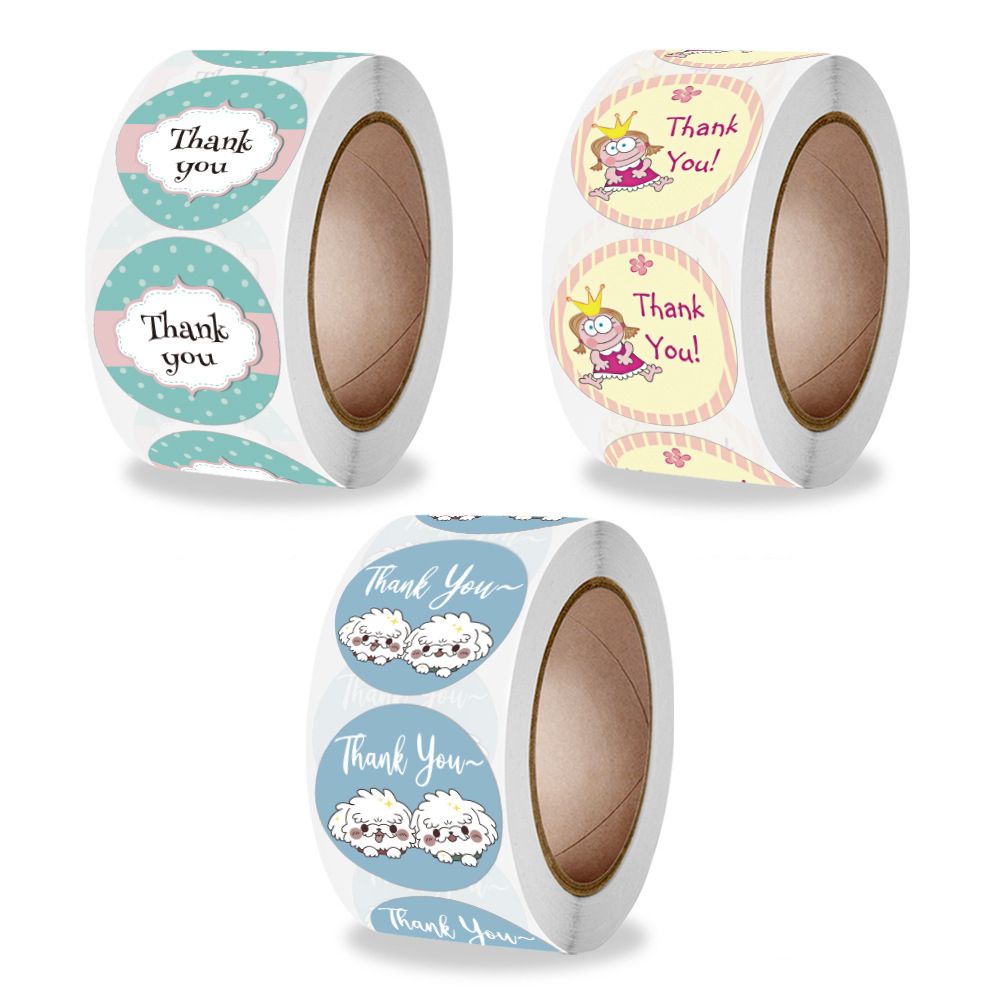 Nhãn dán trang trí sổ tach túi quà in chữ Thank You độc lạ