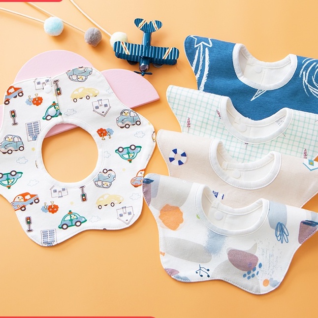 [Ảnh thật] Yếm tròn xoay 360 độ 100% cotton siêu chống thấm (Mẫu khu rừng)